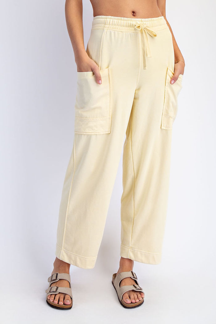 Mineral Washed French Terry Cropped Cargo Pant
