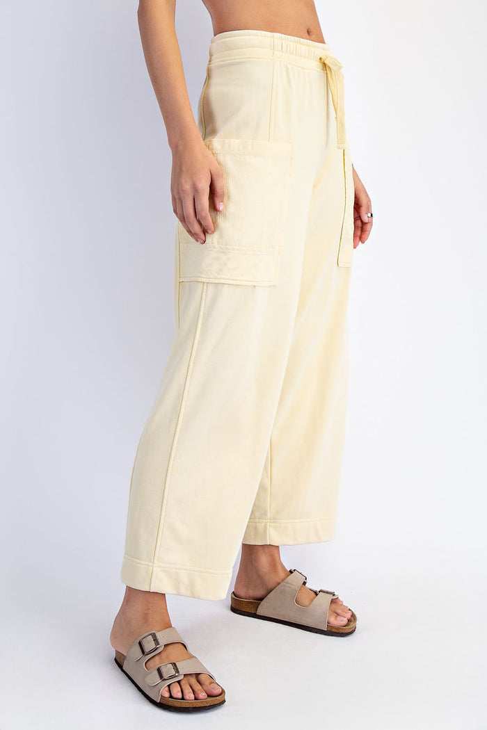 Mineral Washed French Terry Cropped Cargo Pant