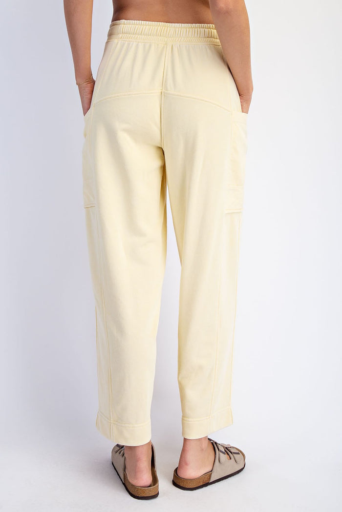 Mineral Washed French Terry Cropped Cargo Pant