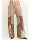 Mineral Washed Leopard Animal Patchwork Pants