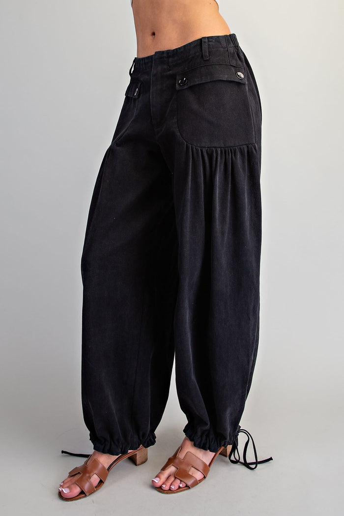 Mineral Washed Tie Cuff Pants