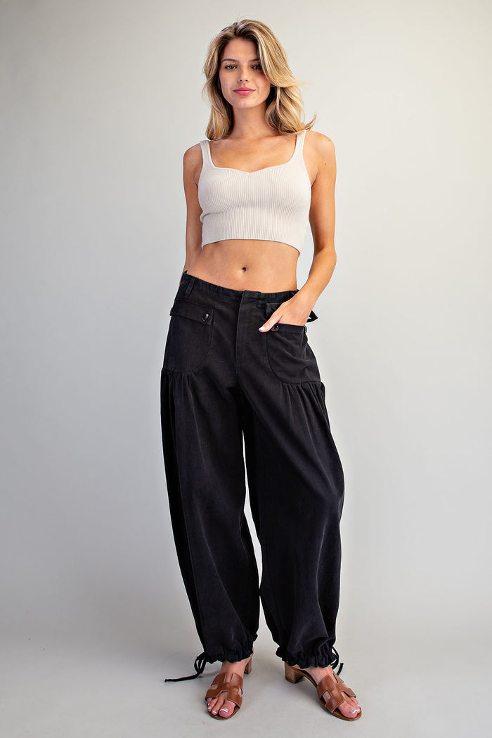 Mineral Washed Tie Cuff Pants