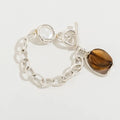 Mixed Stone and Silver Chain Link Toggle Bracelet