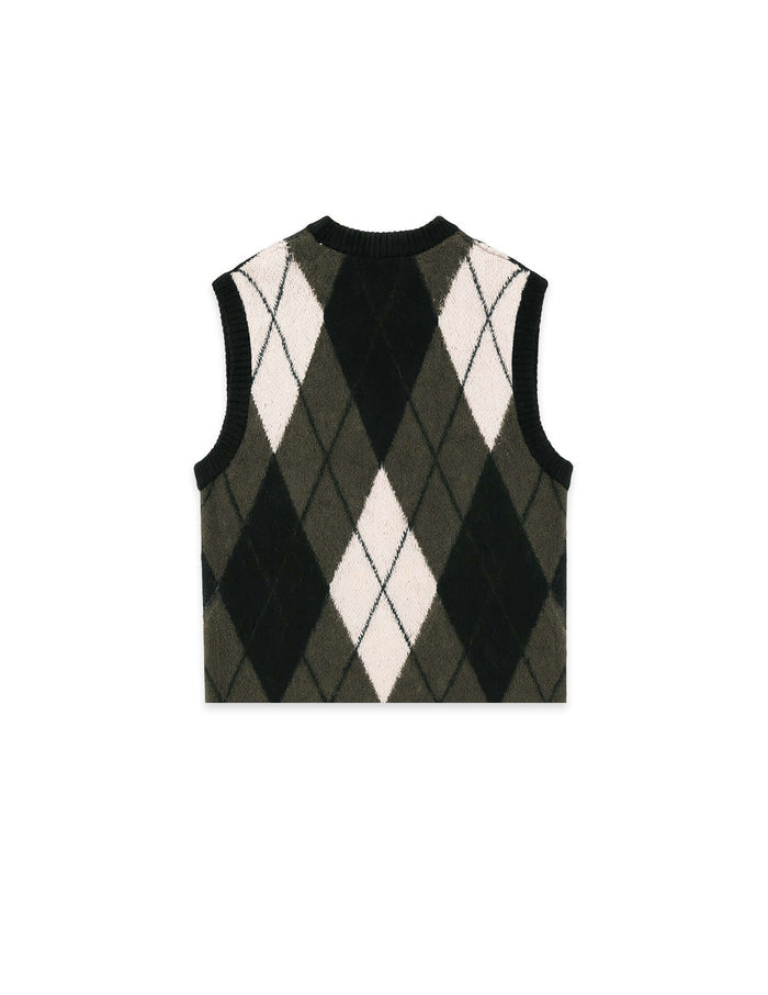 back flat lay of reversible mohair vest