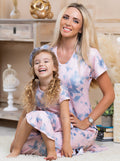Mother-daughter pink tie-dye maxi dress with convenient and stylish pockets