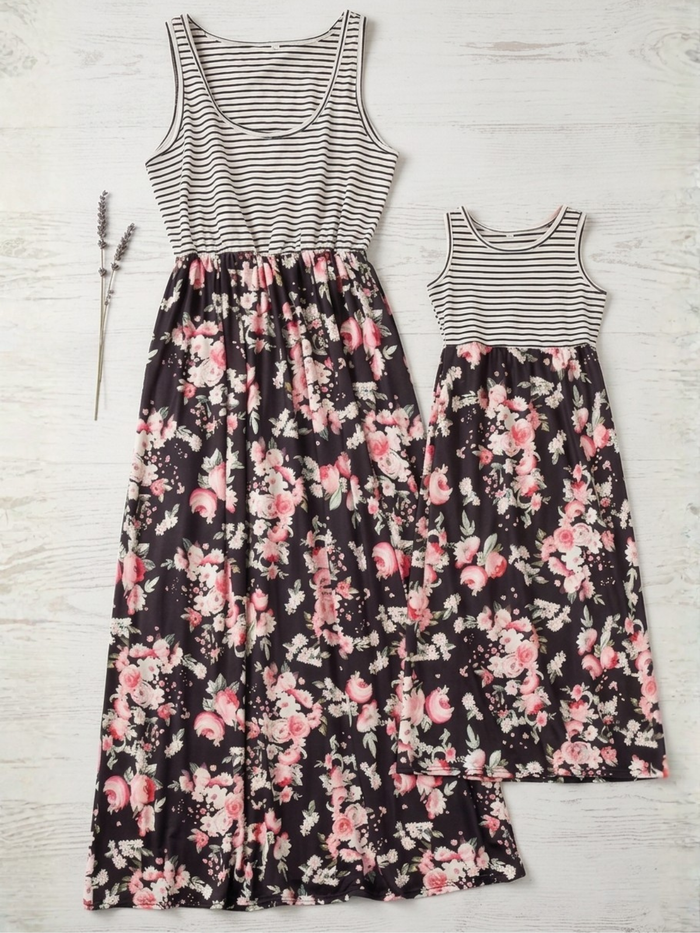 Mommy and Me Floral Besties Sleeveless Maxi Dress