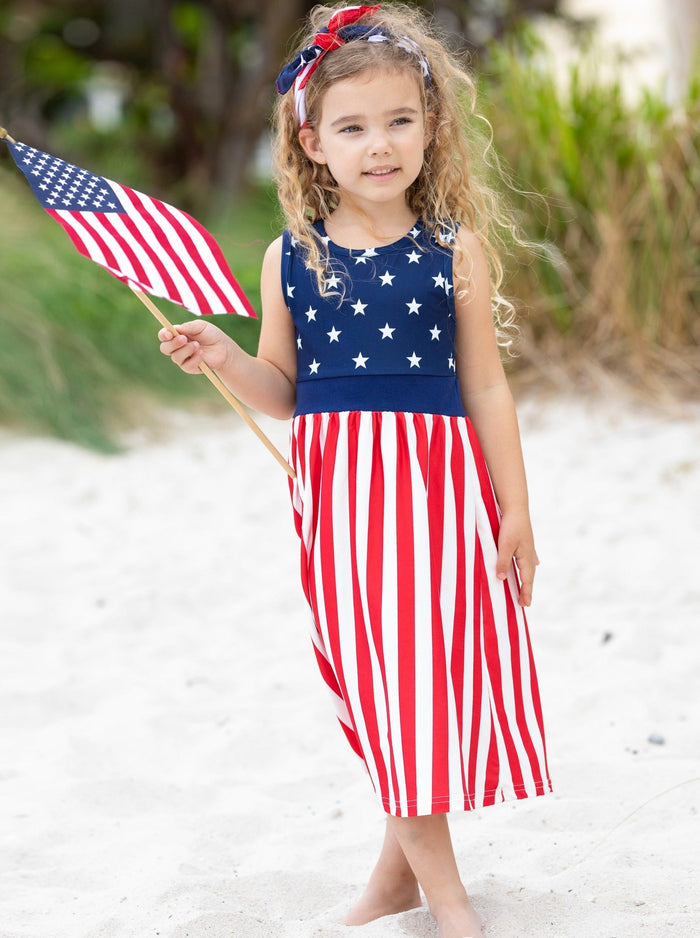Mommy And Me US Flag Maxi Sundress | Mia Belle Girls 4th of July