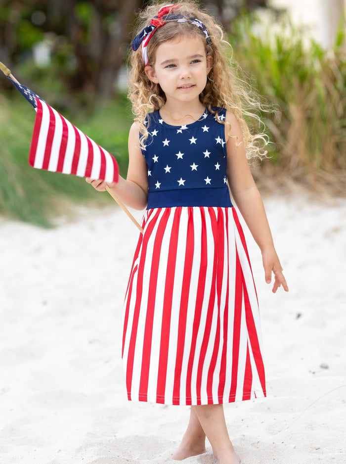 Mommy And Me US Flag Maxi Sundress | Mia Belle Girls 4th of July