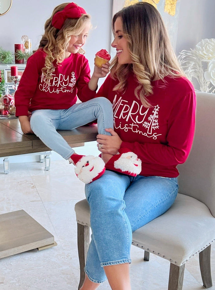 Mommy and Me Winter Tops | Merry Christmas Matching Pullover Top