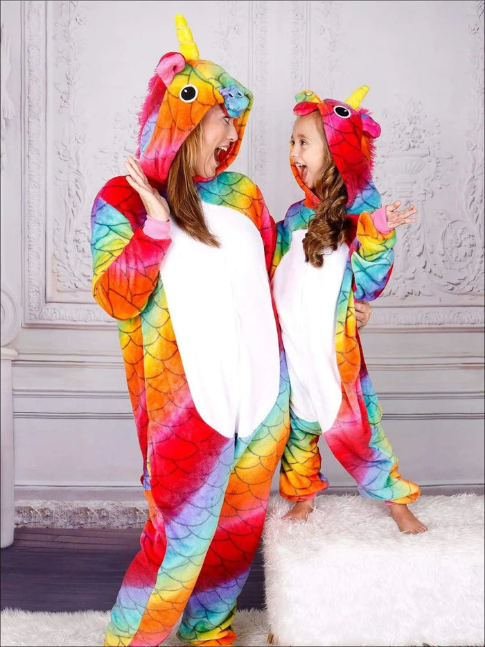 Mommy & Me Rainbow Scale Unicorn Onesie Pajamas - Mia Belle Girls