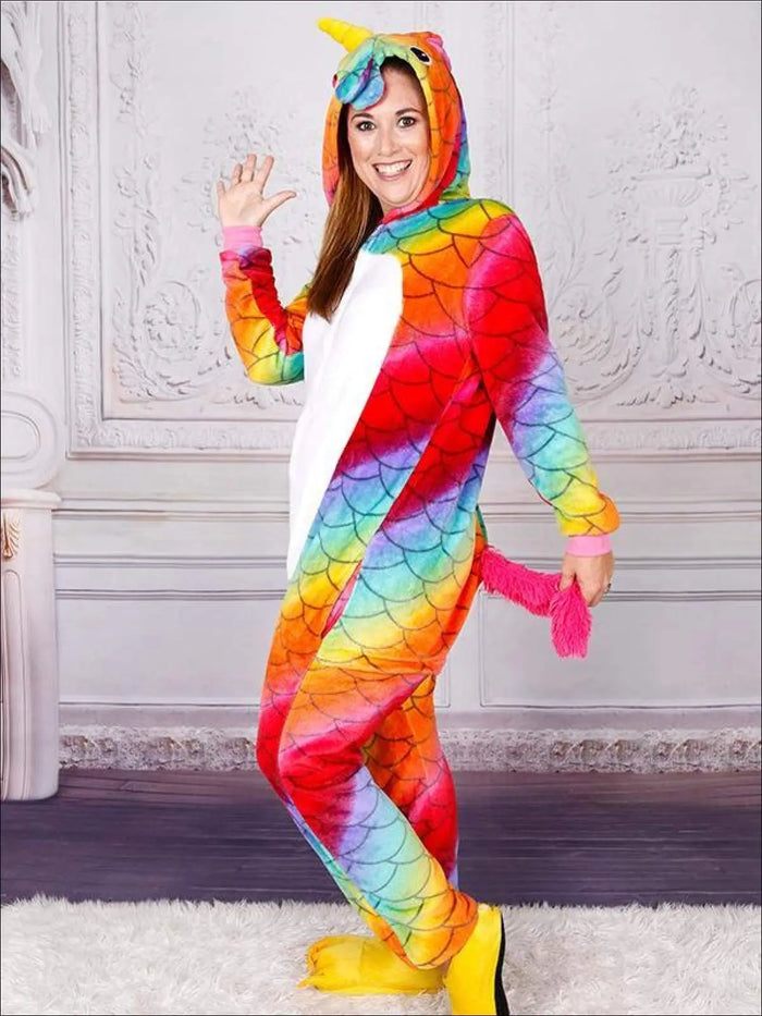 Mommy & Me Rainbow Scale Unicorn Onesie Pajamas - Mia Belle Girls