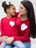 Mommy and Me Matching Tops | Sequin Heart Red Long Sleeve Top