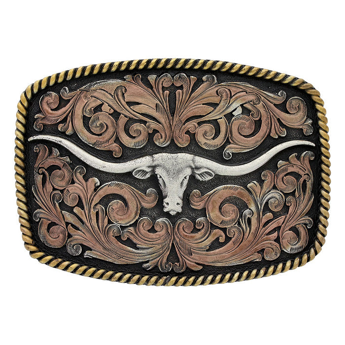 Montana Silversmiths Tri-Color Texas Longhorn Attitude Buckle