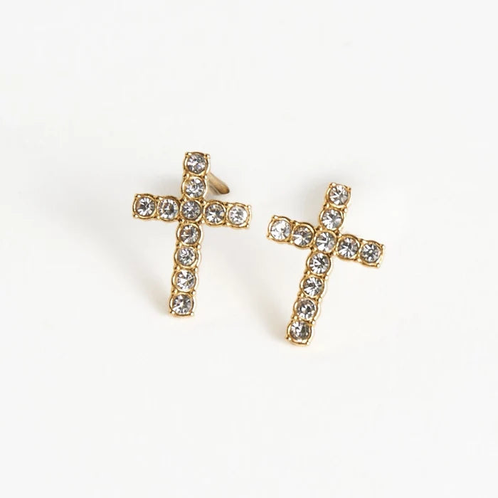Narelle Pave Cross Stud Waterproof Earrings