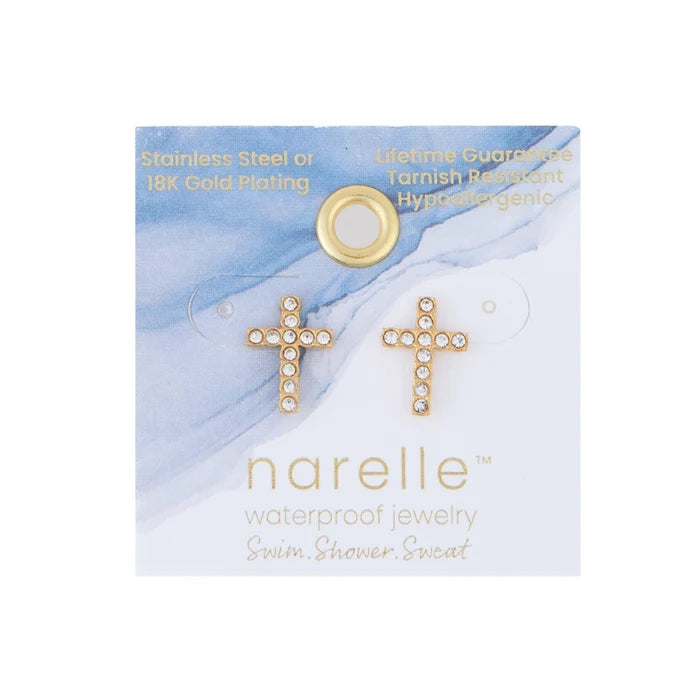 Narelle Pave Cross Stud Waterproof Earrings