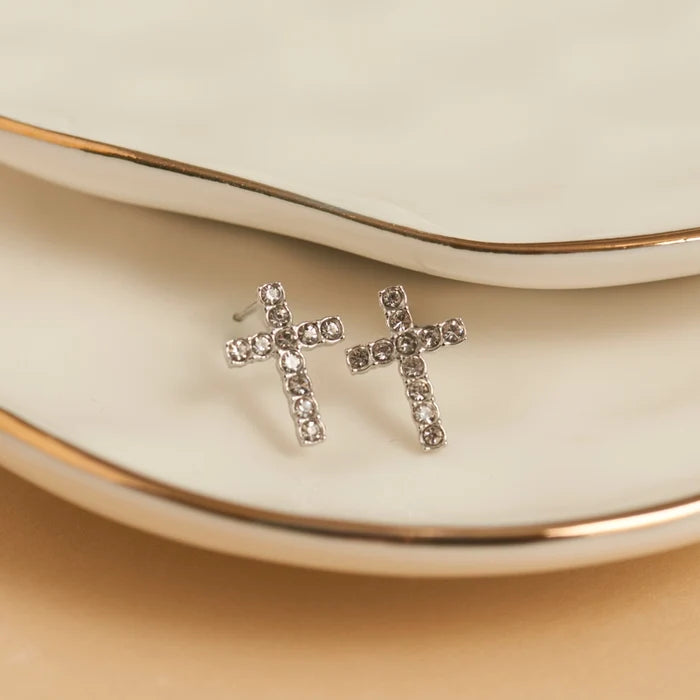 Narelle Pave Cross Stud Waterproof Earrings