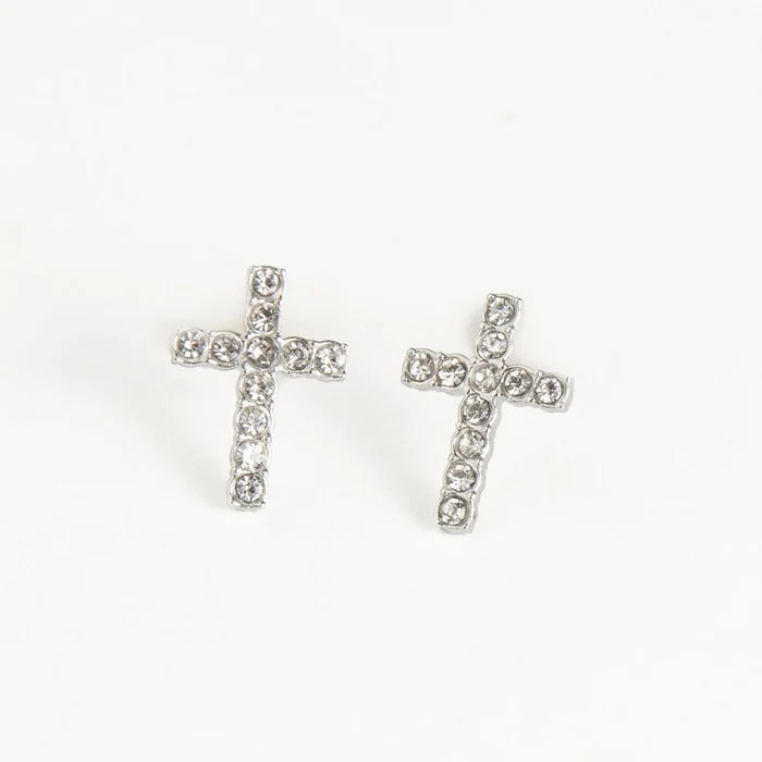 Narelle Pave Cross Stud Waterproof Earrings