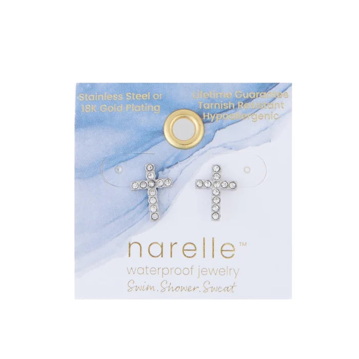 Narelle Pave Cross Stud Waterproof Earrings