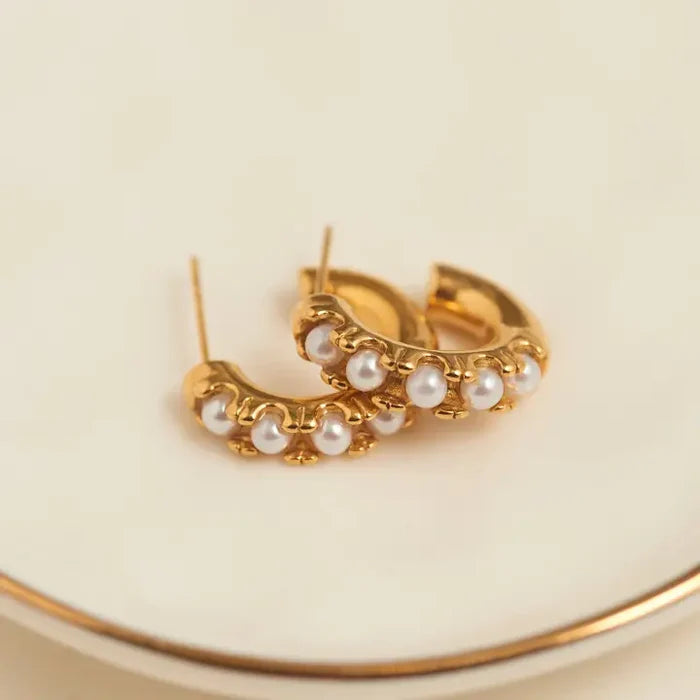 Narelle Pearl C-Hoop Waterproof Earrings