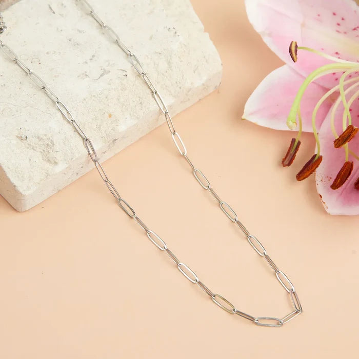 Narelle Silver Paperclip Chain 18" Waterproof Necklace