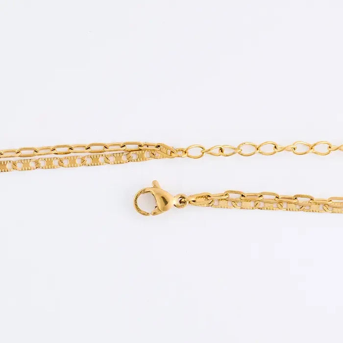 Narelle Waterproof Genuine Apatite & Agate Double Row Beaded Dainty Necklace