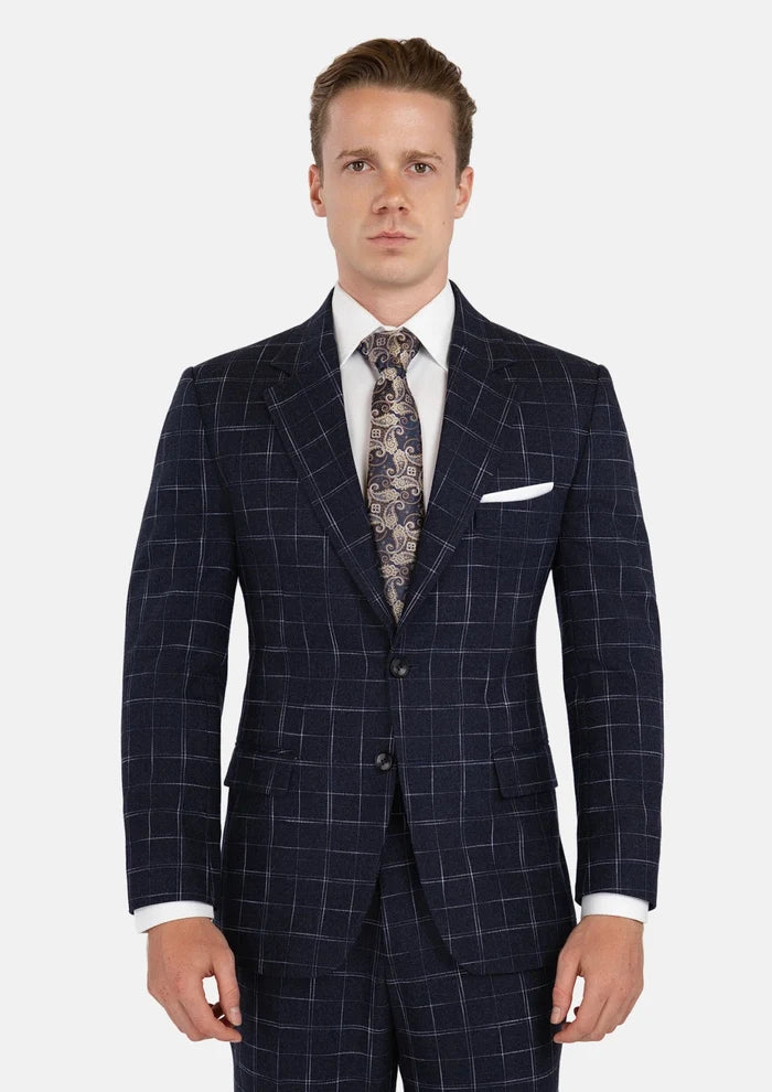 Astor Charcoal Flannel Windowpane Suit - SARTORO
