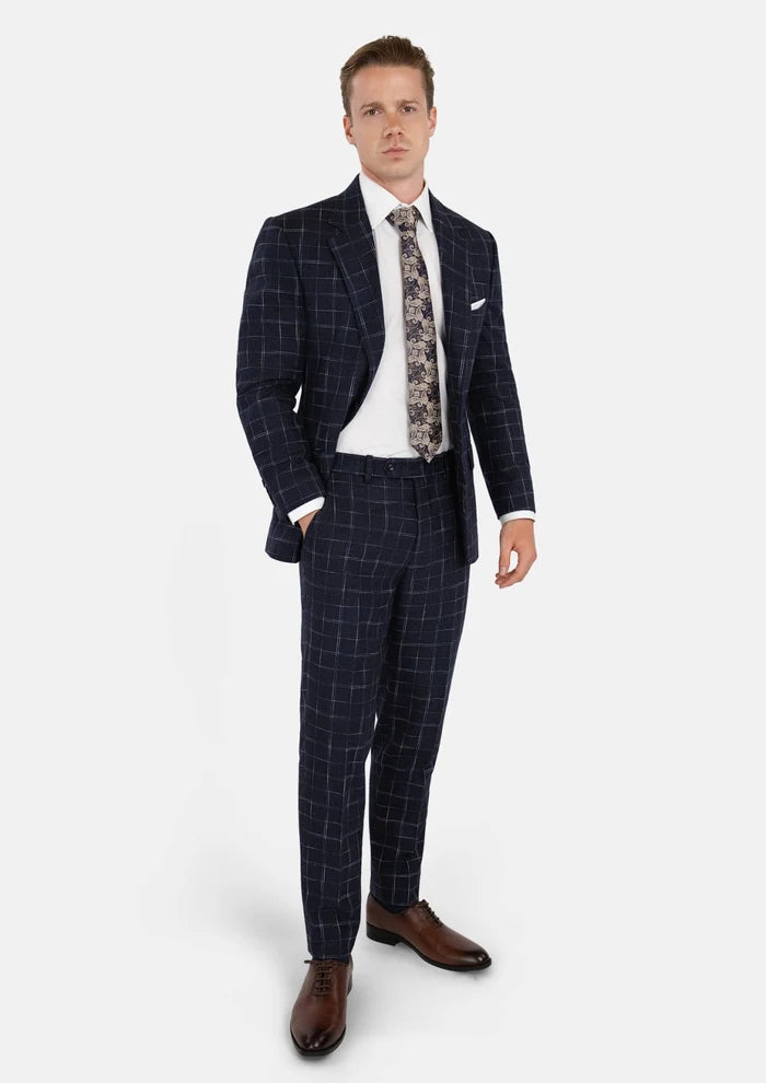 Astor Charcoal Flannel Windowpane Suit - SARTORO