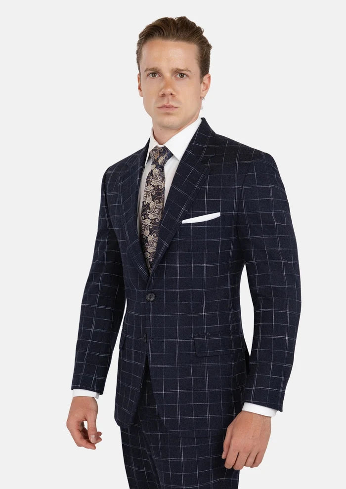 Astor Charcoal Flannel Windowpane Suit - SARTORO