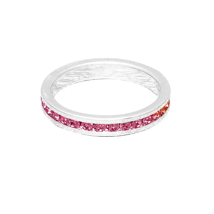 October (Pink Tourmaline) White Gold Ring | Size 10