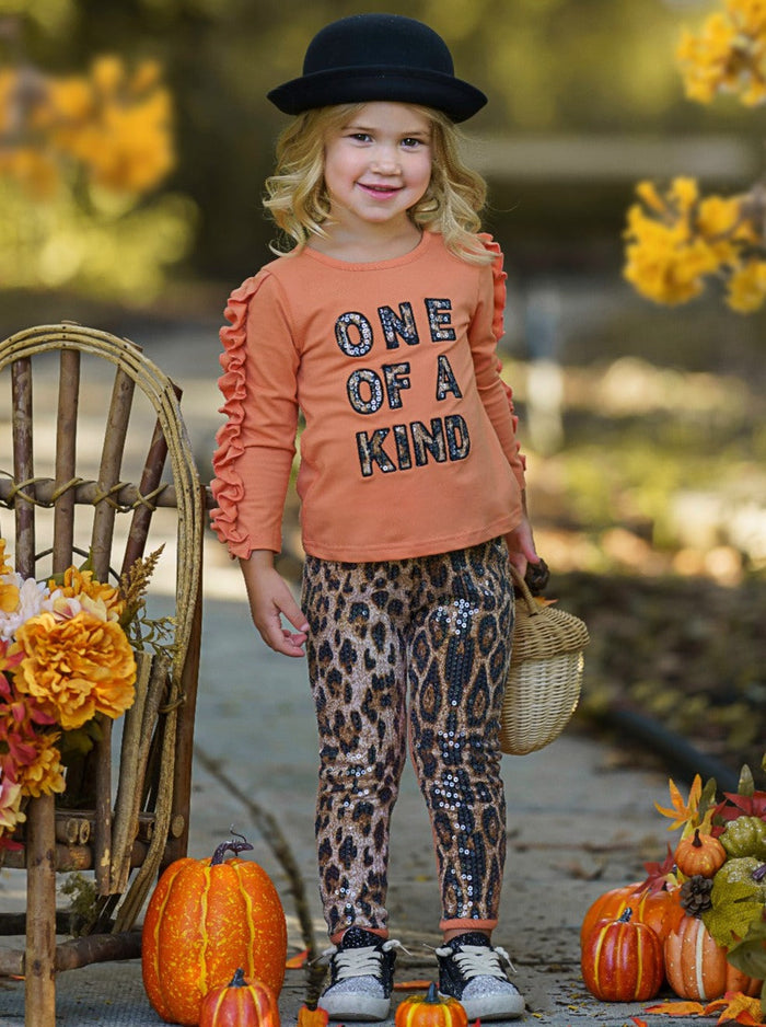 Cute Outfits For Girls | Ruffle Trim Pullover & Sequin Legging Set