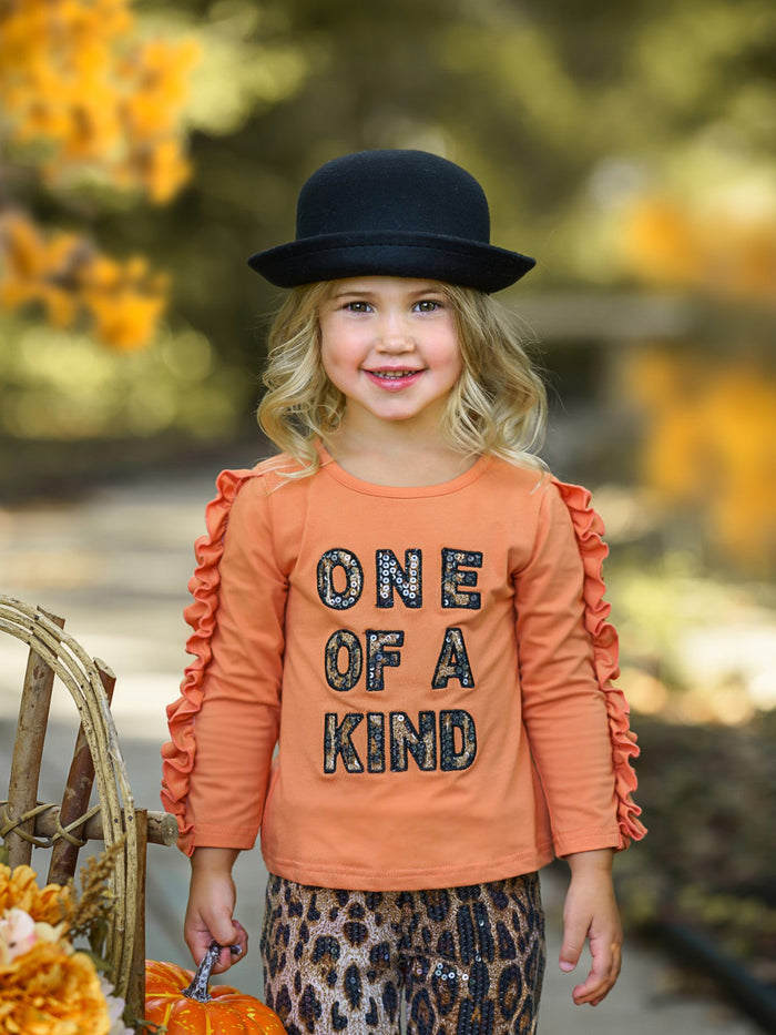 Cute Outfits For Girls | Ruffle Trim Pullover & Sequin Legging Set