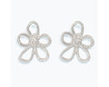 Open Silver Flowers with Crystal Earrings