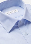 Pale Blue Cotton Broadcloth Shirt - SARTORO