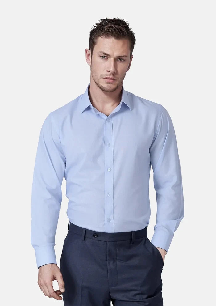 Pale Blue Cotton Broadcloth Shirt - SARTORO