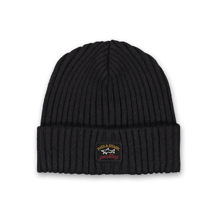 Paul & Shark - Logo Beanie in Black - Nigel Clare