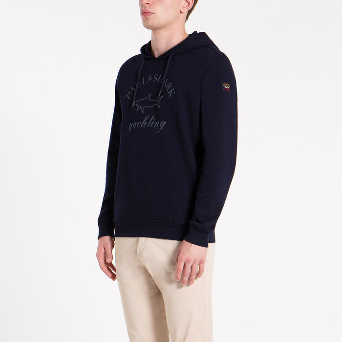 Paul & Shark - Printed Logo Hoodie in Navy - Nigel Clare