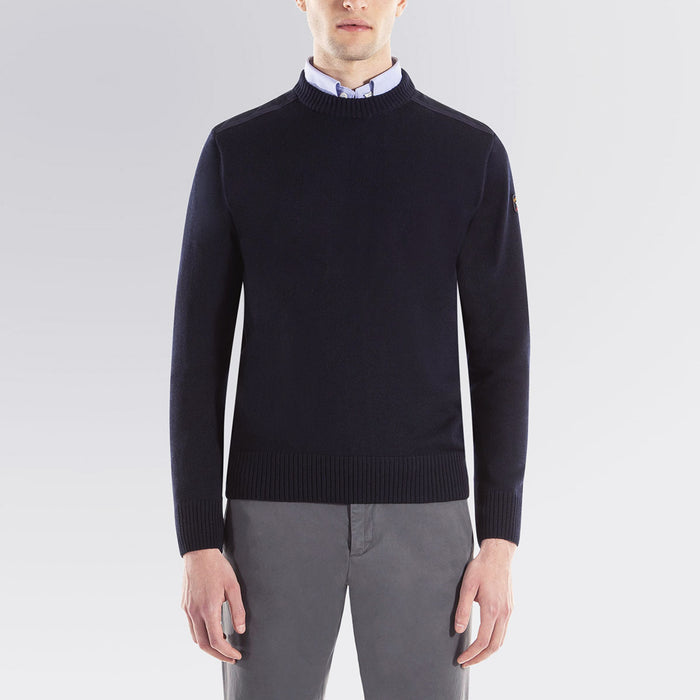 Paul & Shark - Ribbed Crew Neck Jumper in Navy - Nigel Clare