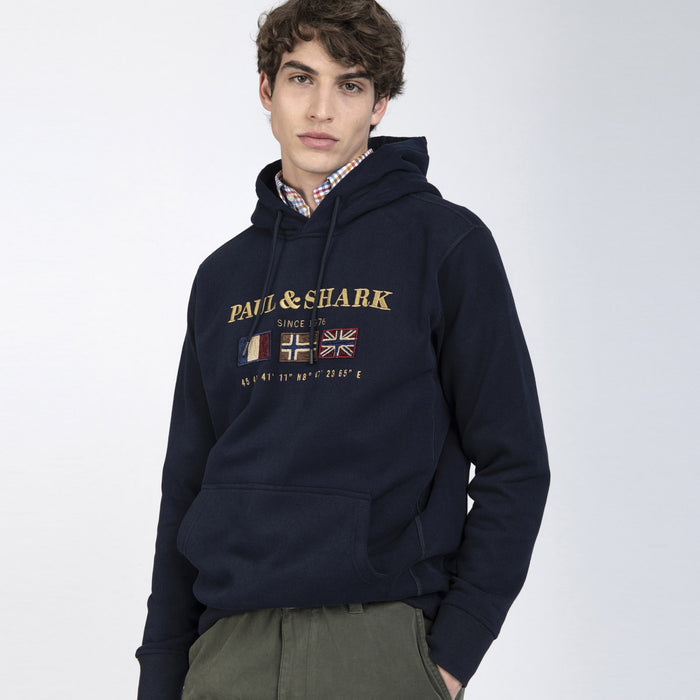 Paul & Shark - Tri Flag Hoodie in Navy - Nigel Clare