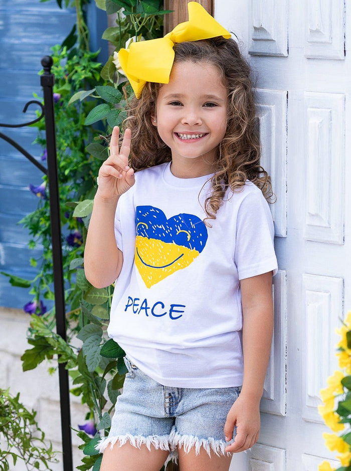 Cute Toddler Tops | Little Girls Support Ukraine Short Sleeved Top