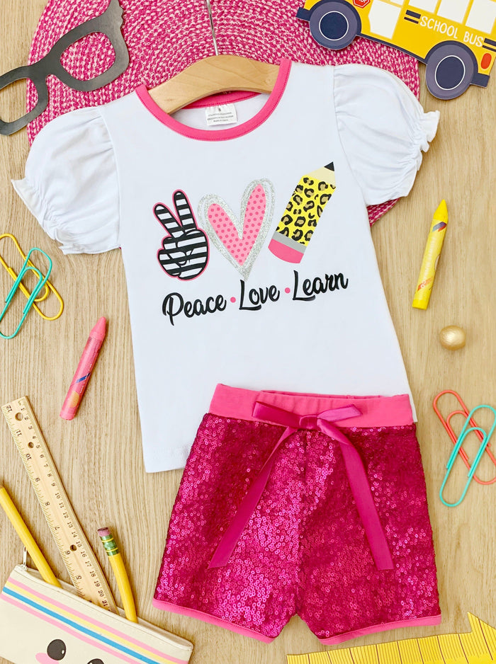 Girls First Day Of School Clothes | Sequin Short Set | Mia Belle Girls