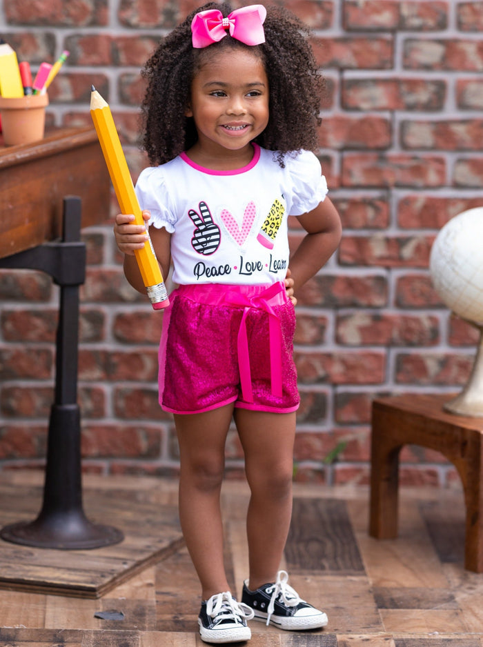 Girls First Day Of School Clothes | Sequin Short Set | Mia Belle Girls