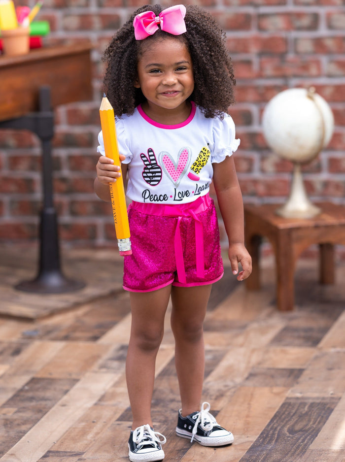 Girls First Day Of School Clothes | Sequin Short Set | Mia Belle Girls