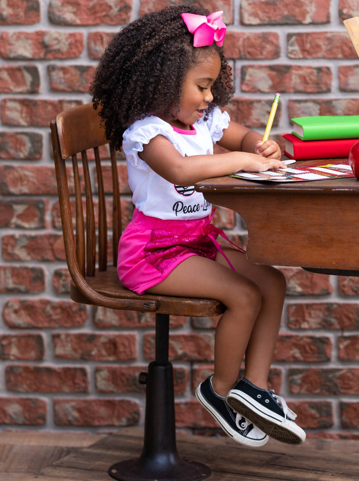 Girls First Day Of School Clothes | Sequin Short Set | Mia Belle Girls