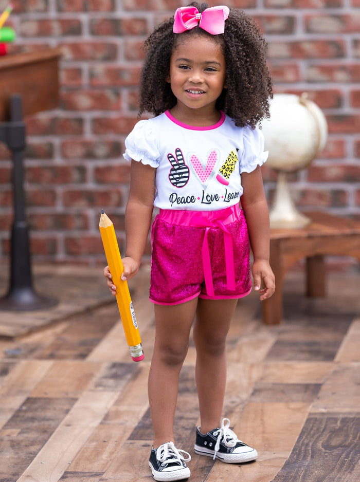Girls First Day Of School Clothes | Sequin Short Set | Mia Belle Girls