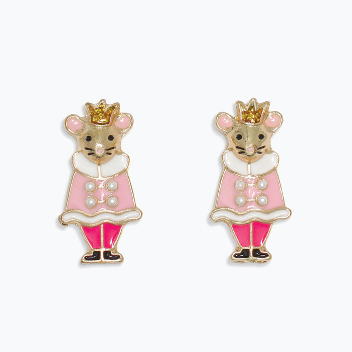 Pink Nutcracker Mouse Earrings