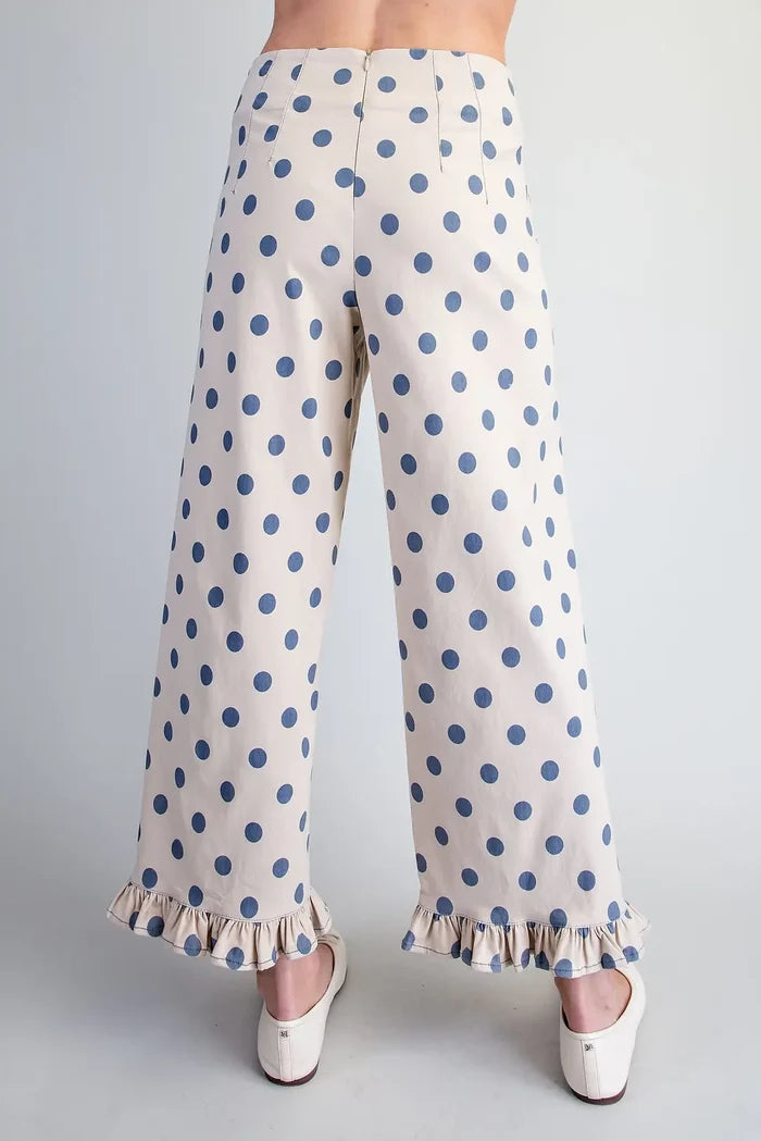 Polka Dot Ruffled Hem Pants