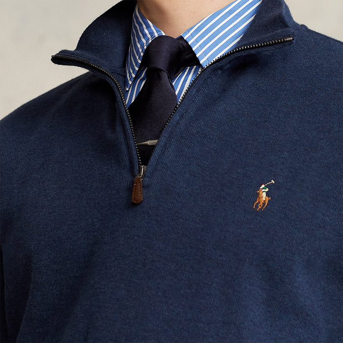 Polo Ralph Lauren - Estate-Rib Quarter-Zip Jumper in Blue Hthr - Nigel Clare