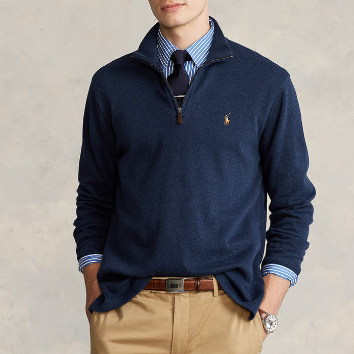 Polo Ralph Lauren - Estate-Rib Quarter-Zip Jumper in Blue Hthr - Nigel Clare
