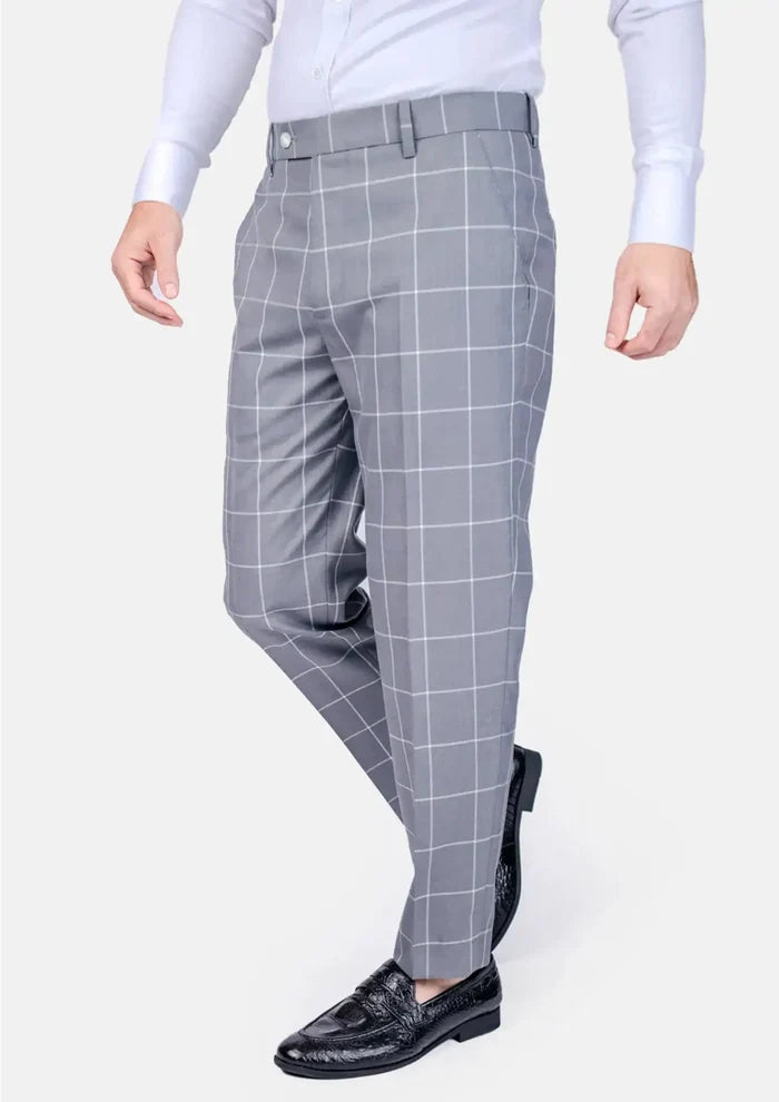 Waverly Powder Grey Windowpane Suit - SARTORO