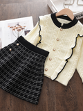 Girls Preppy Chic Dress | Pearl Cardigan & Skirt Set | Mia Belle Girls
